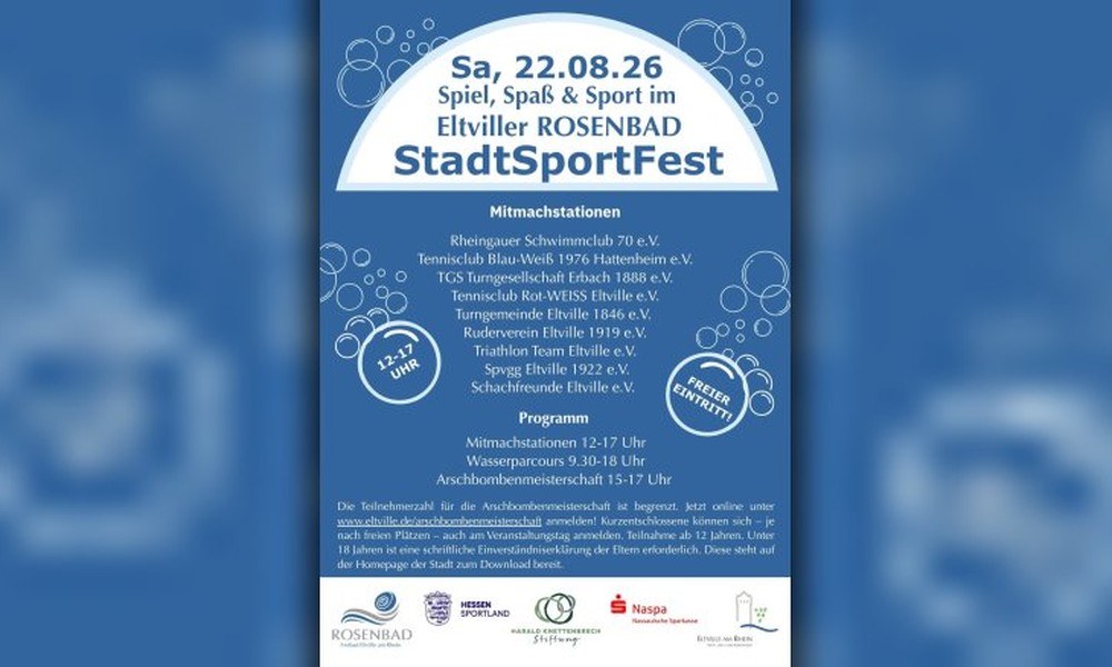 Eltville veranstaltet Sporttag im Rosenbad mit kostenfreiem Eintritt und vielfältigen Mitmachangeboten